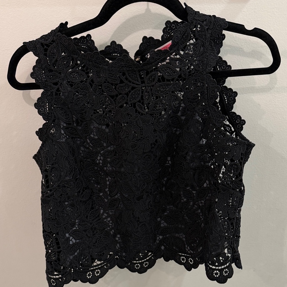 Kate Spade 6 EUC black floral lace sleeveless elegant top
